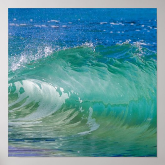 Blauwe Ocean Summer Beach Waves Poster (Voorkant)