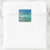Blauwe Ocean Summer Beach Waves Vierkante Sticker (Tas)