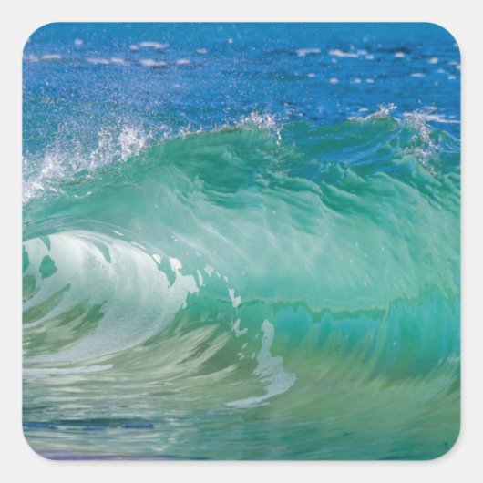 Blauwe Ocean Summer Beach Waves Vierkante Sticker (Voorkant)
