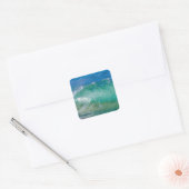 Blauwe Ocean Summer Beach Waves Vierkante Sticker (Envelop)