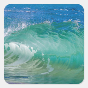 Blauwe Ocean Summer Beach Waves Vierkante Sticker