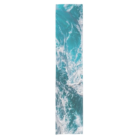Blauwe Ocean Summer Waves Korte Tafelloper (Voorkant)