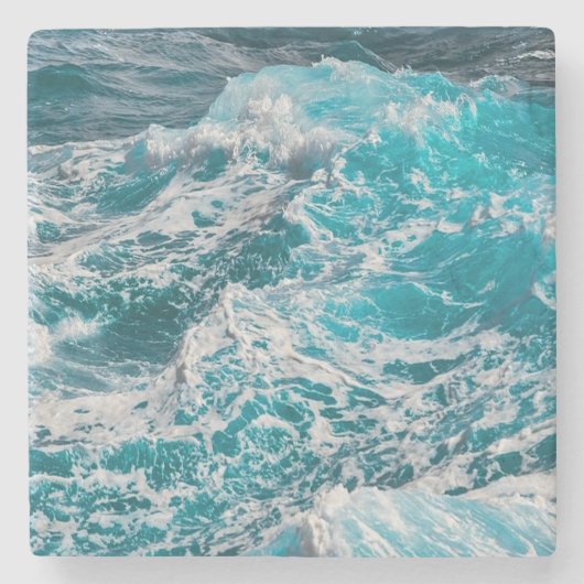Blauwe Ocean Summer Waves Stenen Onderzetter (Voorkant)