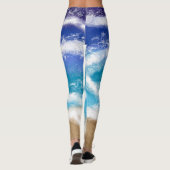Blauwe Ocean Waves en Sandy Beach Leggings (Achterkant)