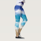 Blauwe Ocean Waves en Sandy Beach Leggings (Rechts)