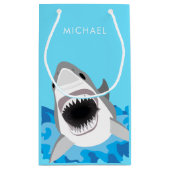 Blauwe oceanische haaienaanval Birthday Wrapping Klein Cadeauzakje (Achterkant)