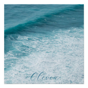 Blauwe oceankleur achtergrondposter perfect poster