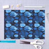 Blauwe Oceerif Waterverf Vispatroon Tissuepapier (Craft)