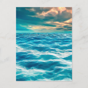 Blauwe oceezn landschap Bewolkte lucht Digitale sc Briefkaart
