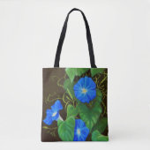 Blauwe ochtend gloriebloem met wijnstokken tote bag (Voorkant)
