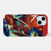 BLAUWE OCHTENDGLOREN FLORALE MONOGRAM iPhone 15 HOESJE (Achterkant horizontaal)