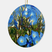 Blauwe ochtendglorie-keramische sierbloem keramisch ornament (Links)