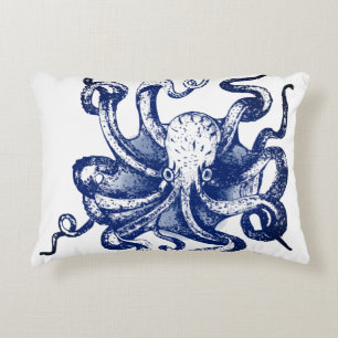Blauwe octopus accent kussen