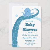 Blauwe Octopus | Baby Shower Uitnodiging (Voorkant)