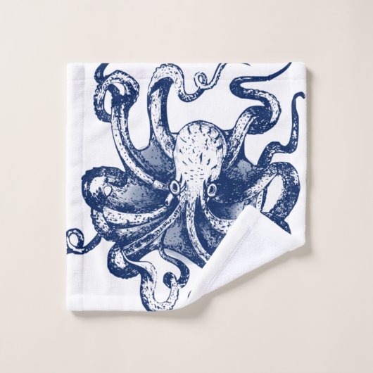 Blauwe octopus bad handdoek (Wasdoekje)