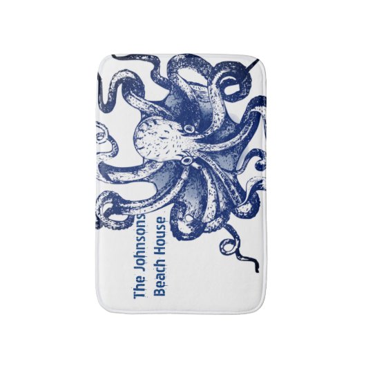Blauwe octopus badmat (Voorkant Verticaal)