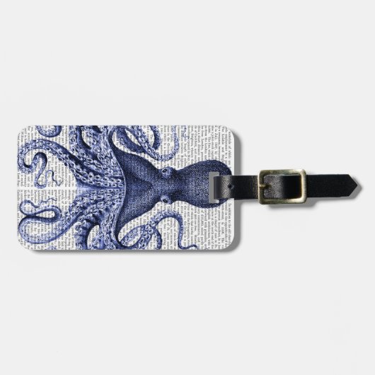 Blauwe octopus bagagelabel (Voorkant horizontaal)