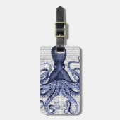 Blauwe octopus bagagelabel (Voorkant verticaal)