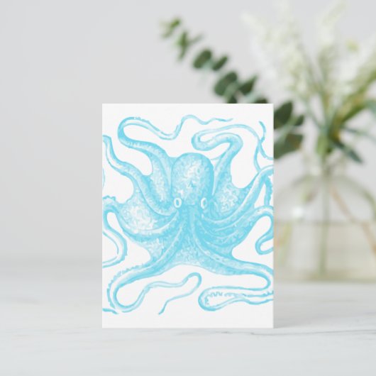 Blauwe octopus briefkaart (Staand voorkant)
