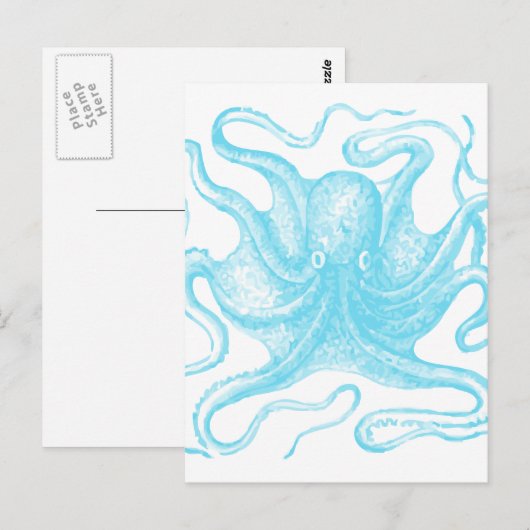 Blauwe octopus briefkaart (Voorkant / Achterkant)