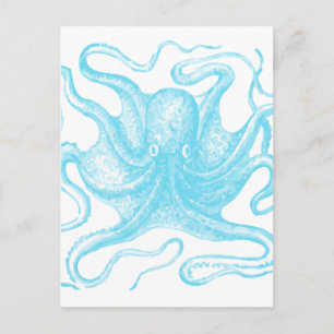Blauwe octopus briefkaart