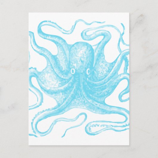 Blauwe octopus briefkaart (Voorkant)