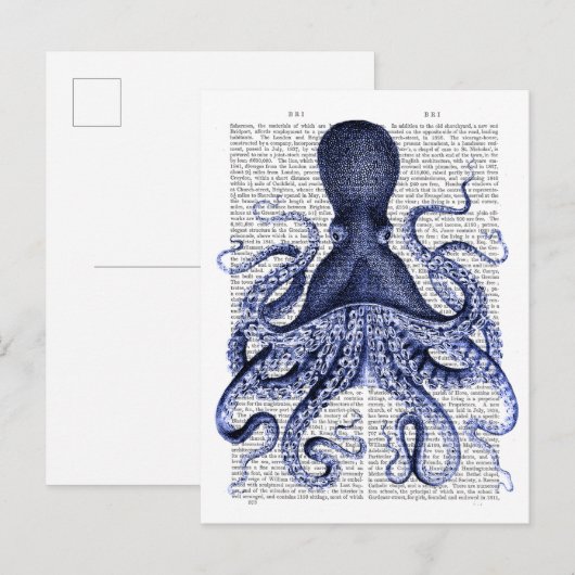 Blauwe octopus briefkaart (Voorkant / Achterkant)