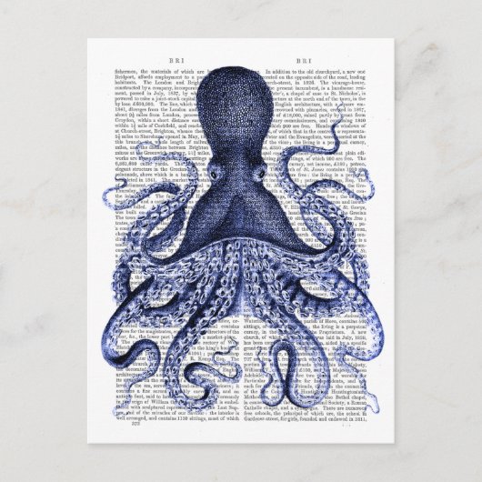Blauwe octopus briefkaart (Voorkant)