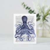Blauwe octopus briefkaart (Staand voorkant)