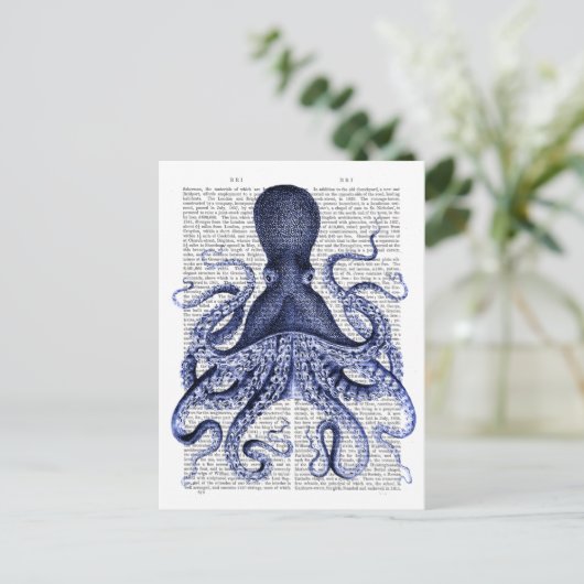 Blauwe octopus briefkaart (Staand voorkant)
