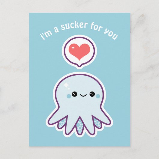 Blauwe octopus briefkaart (Voorkant)