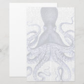 Blauwe octopus briefpapier (Voorkant / Achterkant)