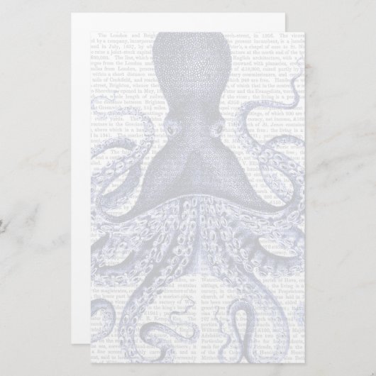 Blauwe octopus briefpapier (Voorkant / Achterkant)