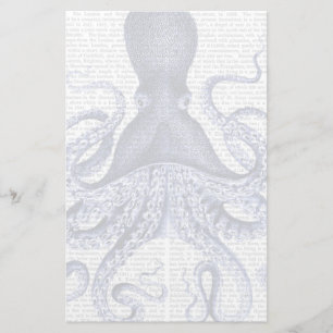 Blauwe octopus briefpapier