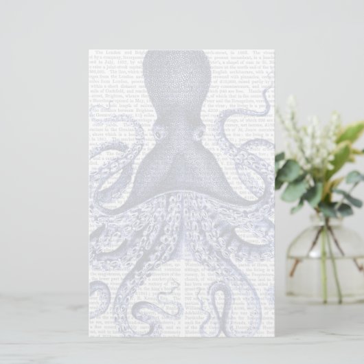Blauwe octopus briefpapier (Staand voorkant)