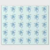 Blauwe octopus cadeaupapier (Vlak)