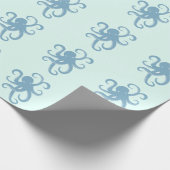 Blauwe octopus cadeaupapier (Hoek)