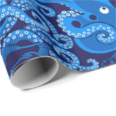 Blauwe octopus cadeaupapier (Rol Hoek)
