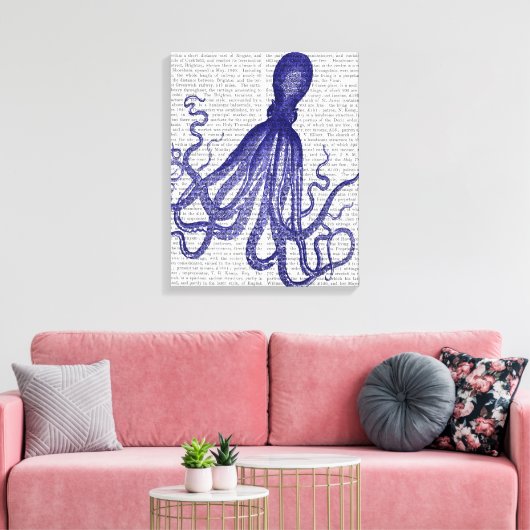 Blauwe octopus canvas afdruk (Insitu (Woonkamer))