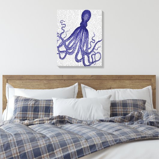 Blauwe octopus canvas afdruk (Insitu (Slaapkamer))