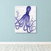Blauwe octopus canvas afdruk (Insitu (Houten vloer))