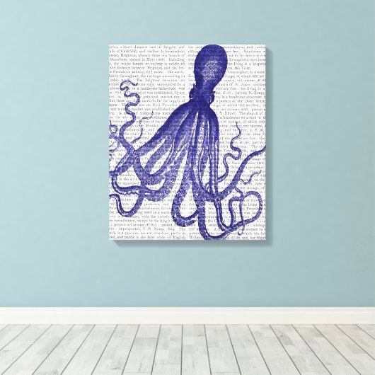 Blauwe octopus canvas afdruk (Insitu (Houten vloer))