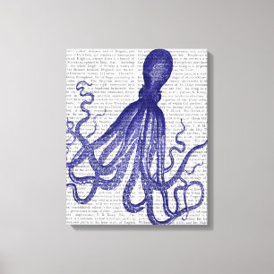 Blauwe octopus canvas afdruk