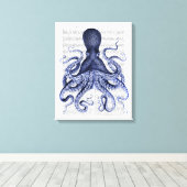Blauwe octopus canvas afdruk (Insitu (Houten vloer))
