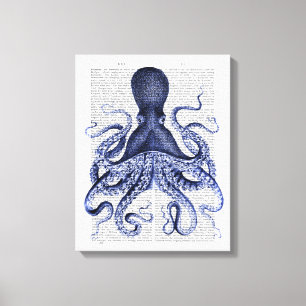 Blauwe octopus canvas afdruk