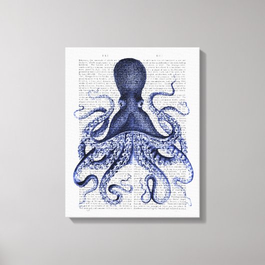 Blauwe octopus canvas afdruk (Voorkant)