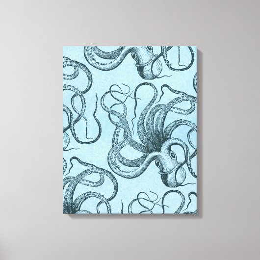 Blauwe octopus canvas afdruk (Voorkant)