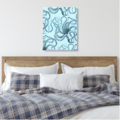 Blauwe octopus canvas afdruk (Insitu (Slaapkamer))