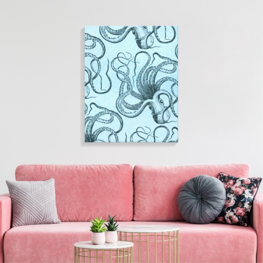 Blauwe octopus canvas afdruk (Insitu (Woonkamer))