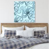 Blauwe octopus canvas afdruk (Insitu (Slaapkamer))